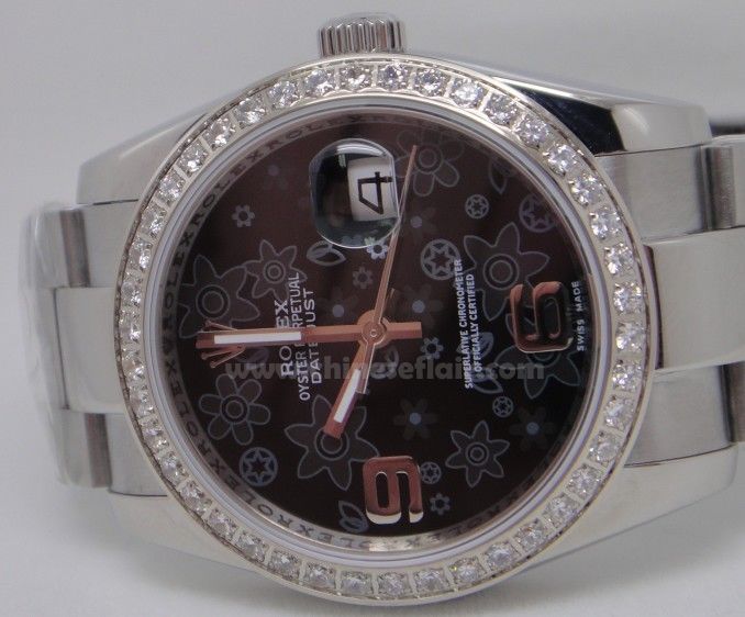 Knockoff Rolex Basleworld Datejust Black Flower Diamond Watch
